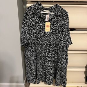 NWT Dottie Couture boutique L (XL) women’s black floral print dress